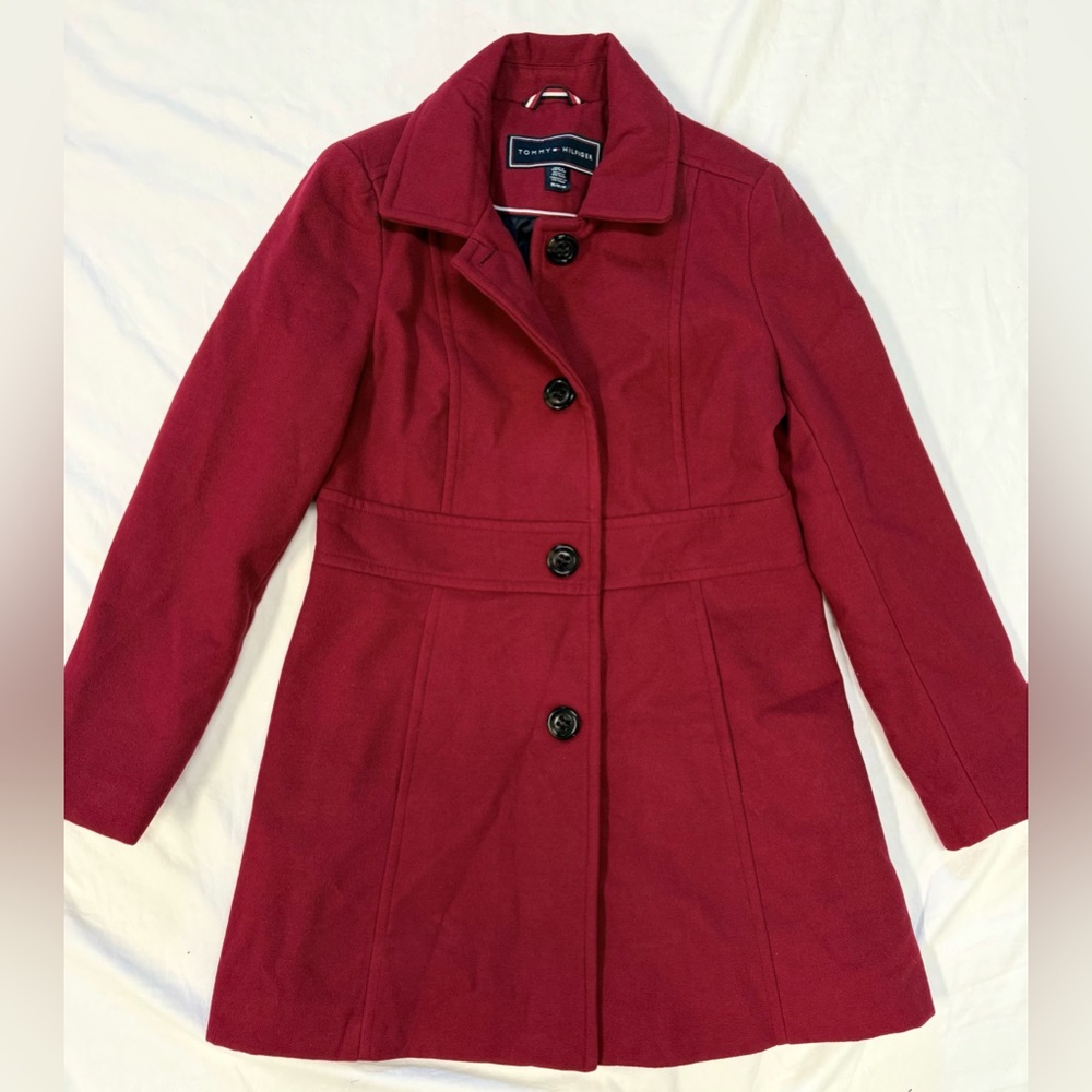 Tommy Hilfiger Women's Red Button Front Coat R13